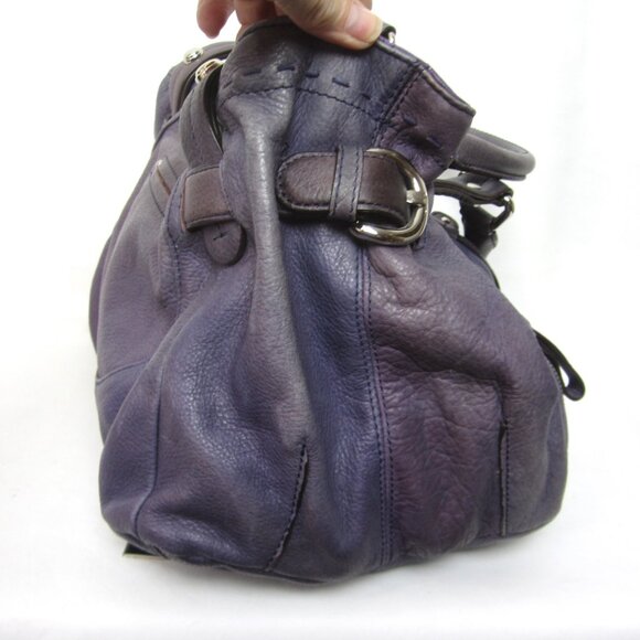 NWT B. Makowsky Purple Leather Shoulder Bag Tote Flaw - Picture 7 of 10